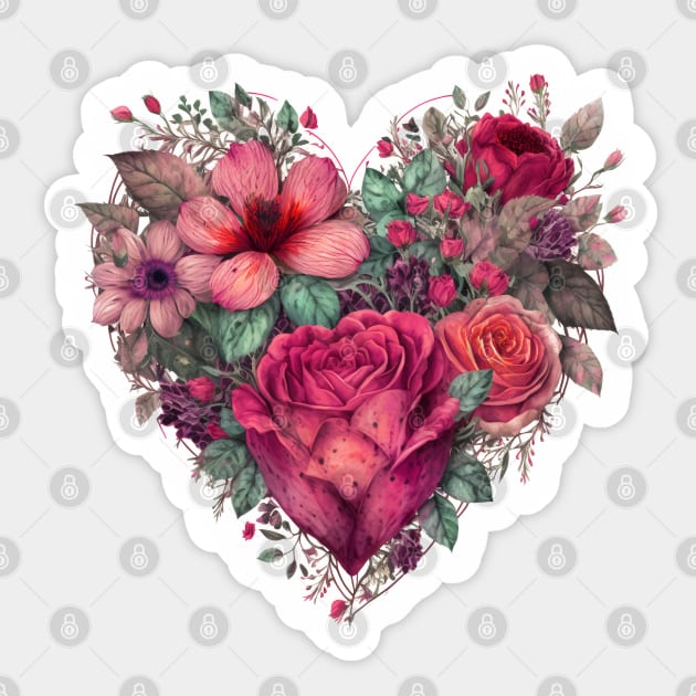 Hot Pink Floral Heart Sticker by Biophilia